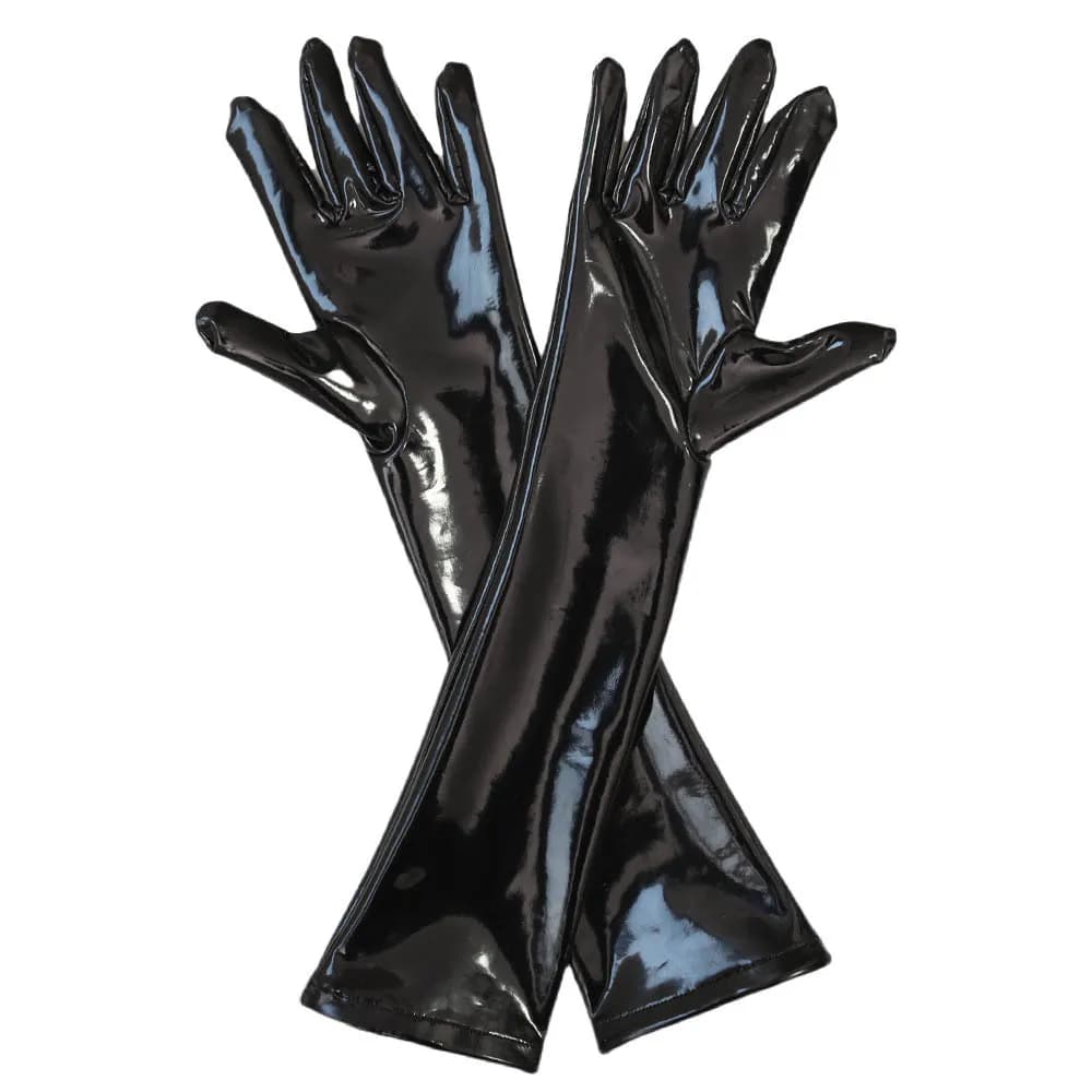 Sexy Women PVC Shiny Glove Latex Faux Leather Mid Glove Punk Gloves Sexy Hip-pop Mittens Cosplay Maid Costumes Accessory