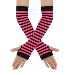 Y2K Girls Cute Fashion Long Elastic Striped Knitted Arm Sleeve Fingerless Gloves Women Cosplay Warmer Wristband Elbow Protection