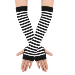 Y2K Girls Cute Fashion Long Elastic Striped Knitted Arm Sleeve Fingerless Gloves Women Cosplay Warmer Wristband Elbow Protection
