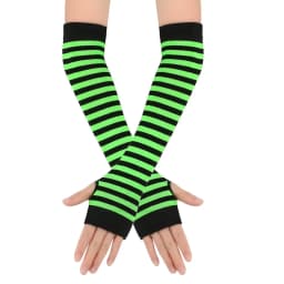 Y2K Girls Cute Fashion Long Elastic Striped Knitted Arm Sleeve Fingerless Gloves Women Cosplay Warmer Wristband Elbow Protection