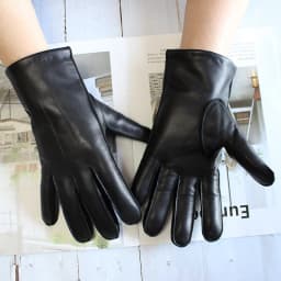 Men's Winter Leather Sheepskin Gloves Velvet Lined Warmth Cold Protection for Outdoor Motorcycle Driving