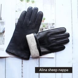Men's Winter Leather Sheepskin Gloves Velvet Lined Warmth Cold Protection for Outdoor Motorcycle Driving