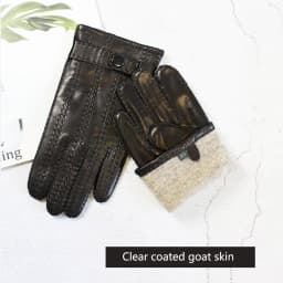 Men's Winter Leather Sheepskin Gloves Velvet Lined Warmth Cold Protection for Outdoor Motorcycle Driving