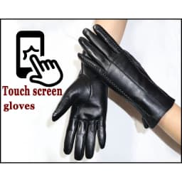 Women's Sheepskin Gloves Winter Warmth Plus Velvet Short Thin Touch Screen Driving Female Color Leather Gloves New High-end 2025
