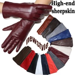 Women's Sheepskin Gloves Winter Warmth Plus Velvet Short Thin Touch Screen Driving Female Color Leather Gloves New High-end 2025