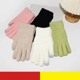 Touchscreen Gloves, Winter Thickened with Fleece, Warm and Cold-Proof, Suitable for Students Using Mobile Phones and Cycling, Knitted Wool Double-Layer Five-Finger Gloves