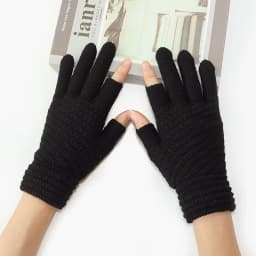Two-Finger Gloves for Men and Women, Winter Touchscreen-Compatible, Warm, Fleece-Lined, Thick Knitted Wool, Half-Finger Gloves for Writing and Using Mobile Phones, for Students