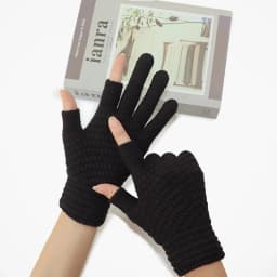 Two-Finger Gloves for Men and Women, Winter Touchscreen-Compatible, Warm, Fleece-Lined, Thick Knitted Wool, Half-Finger Gloves for Writing and Using Mobile Phones, for Students