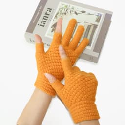 Two-Finger Gloves for Men and Women, Winter Touchscreen-Compatible, Warm, Fleece-Lined, Thick Knitted Wool, Half-Finger Gloves for Writing and Using Mobile Phones, for Students