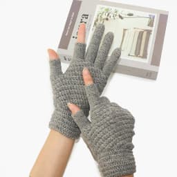 Two-Finger Gloves for Men and Women, Winter Touchscreen-Compatible, Warm, Fleece-Lined, Thick Knitted Wool, Half-Finger Gloves for Writing and Using Mobile Phones, for Students