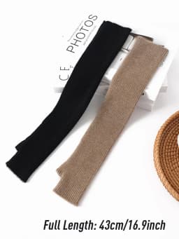 Women 100% Cashmere Long Mittens 43cm Fine Knitted Fingerless Gloves Mitt Y2k Thermal Gloves Semi Finger Oversleeves Arm Warmers