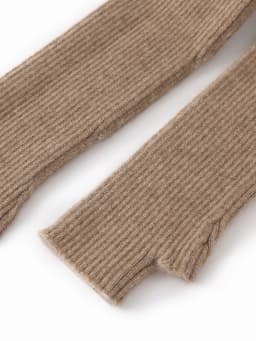 Women 100% Cashmere Long Mittens 43cm Fine Knitted Fingerless Gloves Mitt Y2k Thermal Gloves Semi Finger Oversleeves Arm Warmers