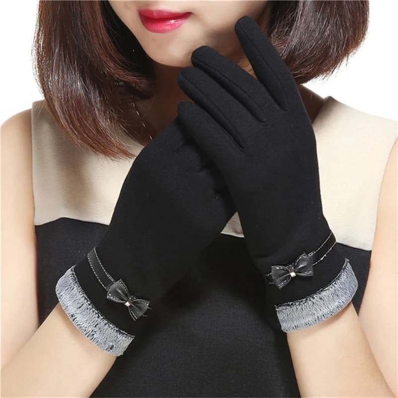 New Fashion Grace Lady Gloves Women Winter Vintage Bow-Knot Touch Screen Driving Warm Windproof Glove Mittens Wholesale G073
