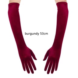 Women Golden Velvet Long Section Autumn Winter Warm Black Evening Dress Etiquette Gloves Retro Style Banquet Accessories Cosplay