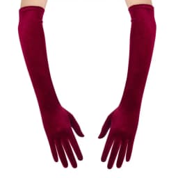Women Golden Velvet Long Section Autumn Winter Warm Black Evening Dress Etiquette Gloves Retro Style Banquet Accessories Cosplay