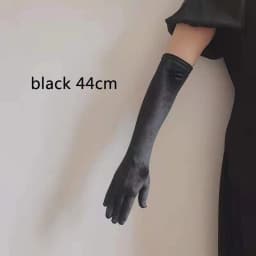 Women Golden Velvet Long Section Autumn Winter Warm Black Evening Dress Etiquette Gloves Retro Style Banquet Accessories Cosplay