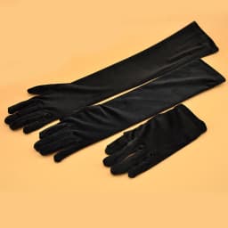 Women Golden Velvet Long Section Autumn Winter Warm Black Evening Dress Etiquette Gloves Retro Style Banquet Accessories Cosplay