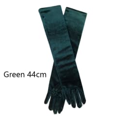 Women Golden Velvet Long Section Autumn Winter Warm Black Evening Dress Etiquette Gloves Retro Style Banquet Accessories Cosplay