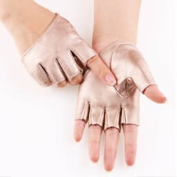 New Women Stage Performance Nightclub Queen Pole Dance Half Finger Leather Gloves Sexy Female Punk Hip Hop Personality