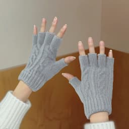 Half-Finger Gloves for Men and Women, Autumn and Winter, Fingerless, Suitable for Students Writing, Typing, Cycling, Touchscreen Compatible, Knitted Wool, Warm, Fingerless Design