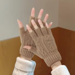 Half-Finger Gloves for Men and Women, Autumn and Winter, Fingerless, Suitable for Students Writing, Typing, Cycling, Touchscreen Compatible, Knitted Wool, Warm, Fingerless Design