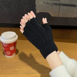 Half-Finger Gloves for Men and Women, Autumn and Winter, Fingerless, Suitable for Students Writing, Typing, Cycling, Touchscreen Compatible, Knitted Wool, Warm, Fingerless Design