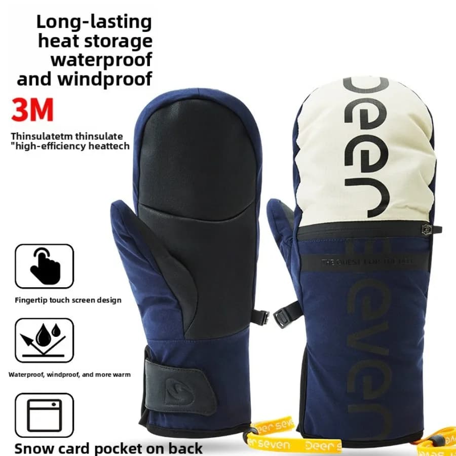 New Thinsulate Thermal Ski Gloves Winter Windproof Waterproof Snow Motorcycle Cycling Gloves with Free Waterproof Pouch