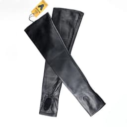 Long Fingerless Leather Gloves Fashion Women Half Finger Sheepskin Gloves Fall Winter Warm Velvet Lining Warm Arm Sleeves