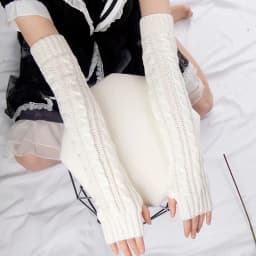 Women's Winter Mitten Knitted Arm Warmers Long Fingerless Gloves Wrist Elbow Oversleeves Soft Girls Clothes Punk Gothic Gloves