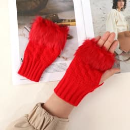 1 Pair Women Winter Warm Gloves Sexy Faux Rabbit Fur Hand Wrist Warmer Fingerless Gloves Suede Women Mittens Warm Wrist Gloves
