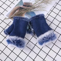 1 Pair Women Winter Warm Gloves Sexy Faux Rabbit Fur Hand Wrist Warmer Fingerless Gloves Suede Women Mittens Warm Wrist Gloves