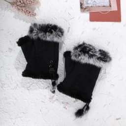 1 Pair Women Winter Warm Gloves Sexy Faux Rabbit Fur Hand Wrist Warmer Fingerless Gloves Suede Women Mittens Warm Wrist Gloves