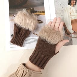 1 Pair Women Winter Warm Gloves Sexy Faux Rabbit Fur Hand Wrist Warmer Fingerless Gloves Suede Women Mittens Warm Wrist Gloves