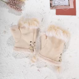 1 Pair Women Winter Warm Gloves Sexy Faux Rabbit Fur Hand Wrist Warmer Fingerless Gloves Suede Women Mittens Warm Wrist Gloves