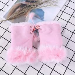 1 Pair Women Winter Warm Gloves Sexy Faux Rabbit Fur Hand Wrist Warmer Fingerless Gloves Suede Women Mittens Warm Wrist Gloves