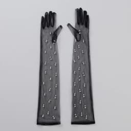 55CM Sexy Lace Thin Hollow Transparent Long Pearl Decoration Gloves Soft Breathable Solid Net Yarn Women Man Stage Performance