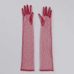55CM Sexy Lace Thin Hollow Transparent Long Pearl Decoration Gloves Soft Breathable Solid Net Yarn Women Man Stage Performance