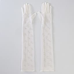 55CM Sexy Lace Thin Hollow Transparent Long Pearl Decoration Gloves Soft Breathable Solid Net Yarn Women Man Stage Performance
