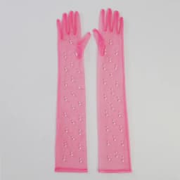 55CM Sexy Lace Thin Hollow Transparent Long Pearl Decoration Gloves Soft Breathable Solid Net Yarn Women Man Stage Performance
