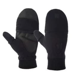 Winter Flip Cover Black Fishing Gloves Half Finger Anti-Slip Breathable Camera Photography Sports Outdoor Warm Gloves
