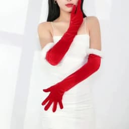 New Christmas Plush Party Etiquette Gloves for Autumn and Winter Thickened Warm Velvet Mouth Women's Long Gloves