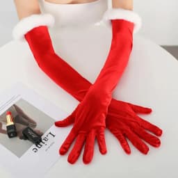 New Christmas Plush Party Etiquette Gloves for Autumn and Winter Thickened Warm Velvet Mouth Women's Long Gloves