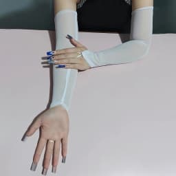 Transparent Mesh Women Sexy Hook Finger Gloves Summer Hollow Breathable Long Fingerless Gloves Cosplay Pole Dance Accessories