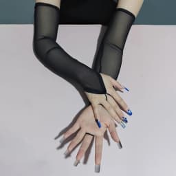 Transparent Mesh Women Sexy Hook Finger Gloves Summer Hollow Breathable Long Fingerless Gloves Cosplay Pole Dance Accessories