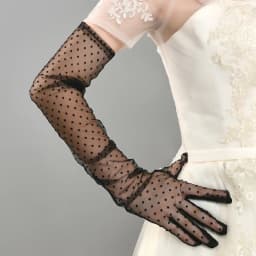 54cm Women Dot Mesh Retro Style Breathable Sexy Thin Long Gloves Etiquette Party Transparent Wedding Bride Model photography