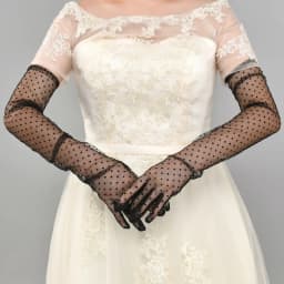 54cm Women Dot Mesh Retro Style Breathable Sexy Thin Long Gloves Etiquette Party Transparent Wedding Bride Model photography