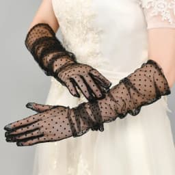 54cm Women Dot Mesh Retro Style Breathable Sexy Thin Long Gloves Etiquette Party Transparent Wedding Bride Model photography