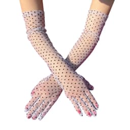 54cm Women Dot Mesh Retro Style Breathable Sexy Thin Long Gloves Etiquette Party Transparent Wedding Bride Model photography