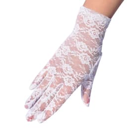 Women Vintage Sheer Short Lace Gloves Derby Tea Party Wrist Length Floral Gloves For Dinner Fancy Costume Accessories Gloves