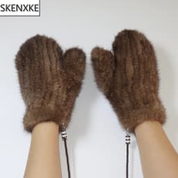 2026 New Knitted 100% Natural Mink Fur Gloves Women Winter Warm Good Elastic Mink Fur Mittens Russian Female Genuine Fur Glove